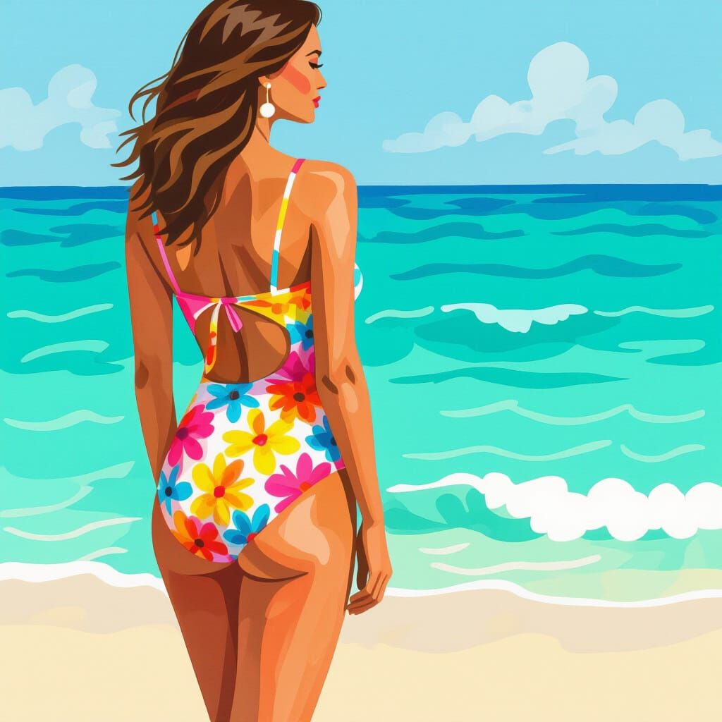Bathing Suit Photo in Dreamy Modern Art Style