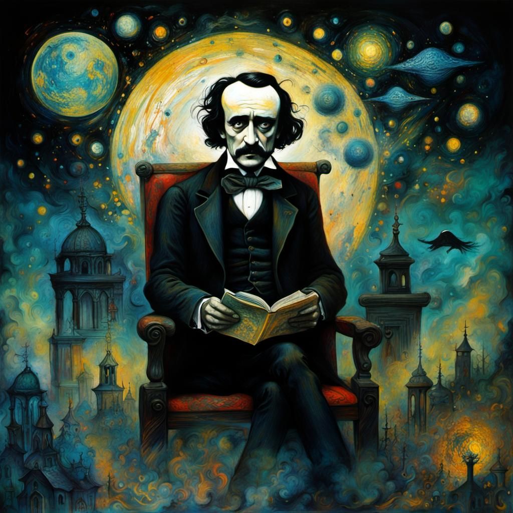 Surreal Futuristic Portrait Inspired by Van Gogh and Beksins...