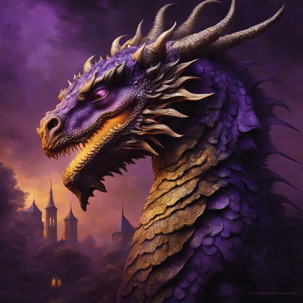 Purple Dragon in Dutch Golden Age Style
