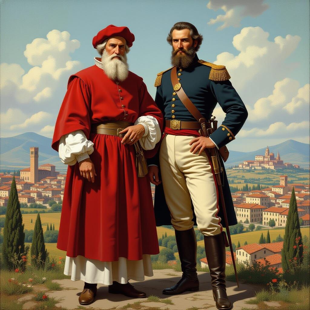 Dante & Garibaldi in Italian Landscapes, Romantic Realism