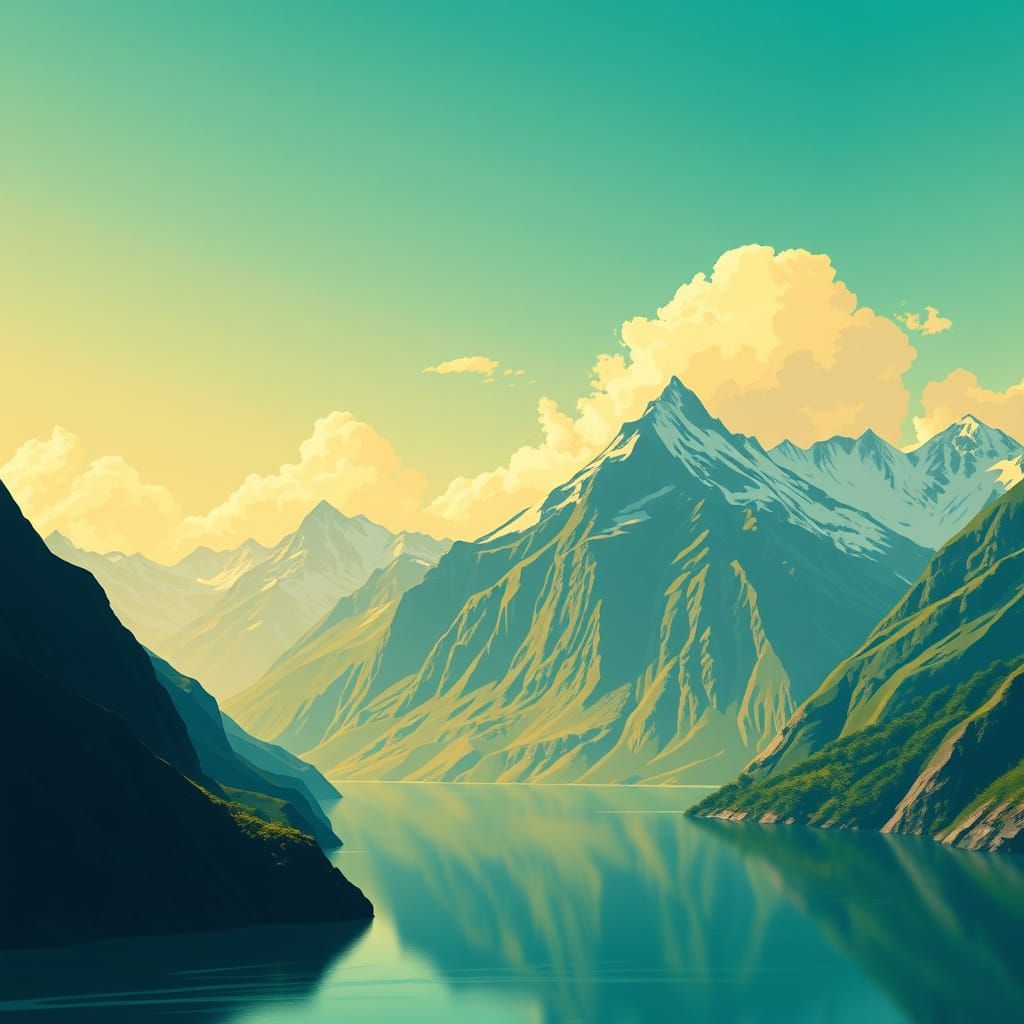 Vintage Travel Poster: Chilean Fjords in Art Deco Style