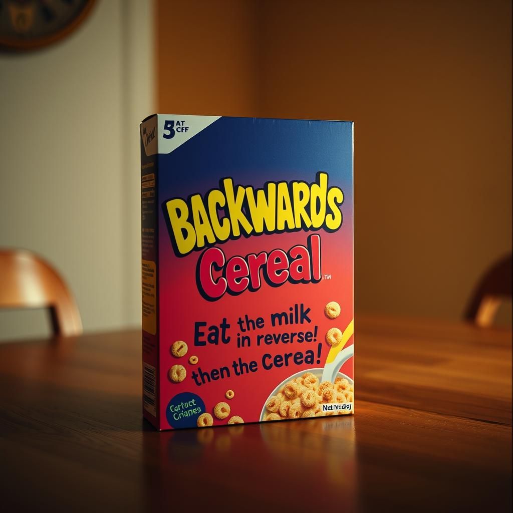 Humorous Cereal Box Design: Backwards Cereal