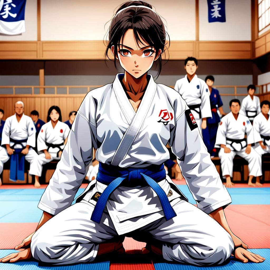 Anime Judo Girl in Manga Style