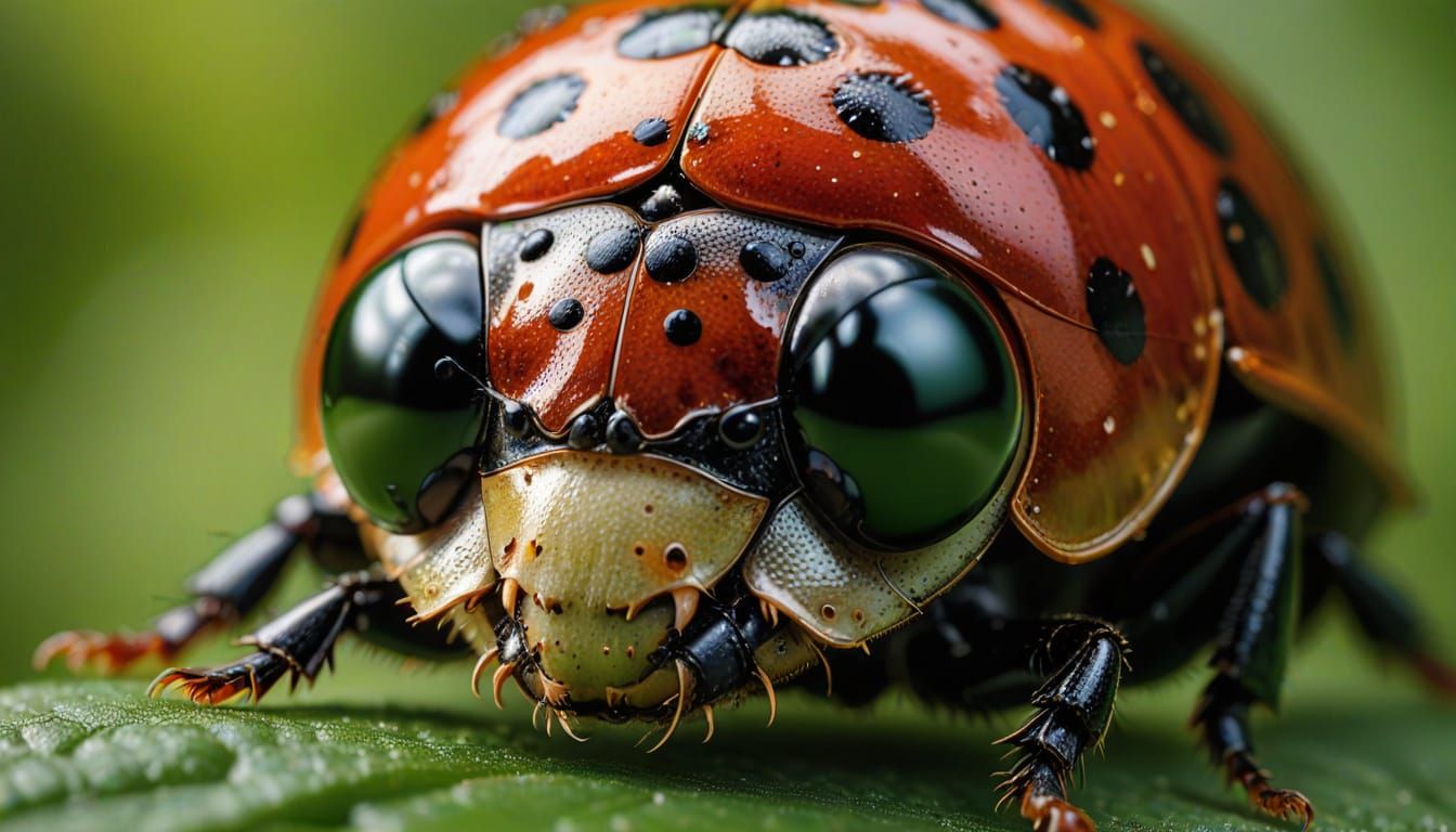 Macro Ladybird Face in Hyper-Realistic Digital Art