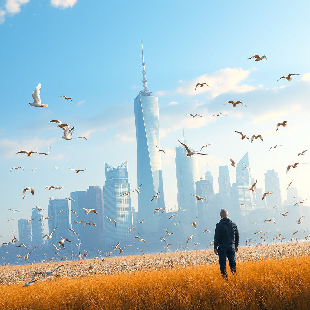 Iconic Skylines in a Bird-Filled Field