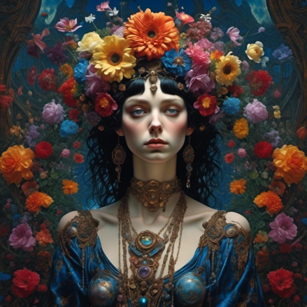 Gothic Emo Mother in Psychedelic Fantasy Art