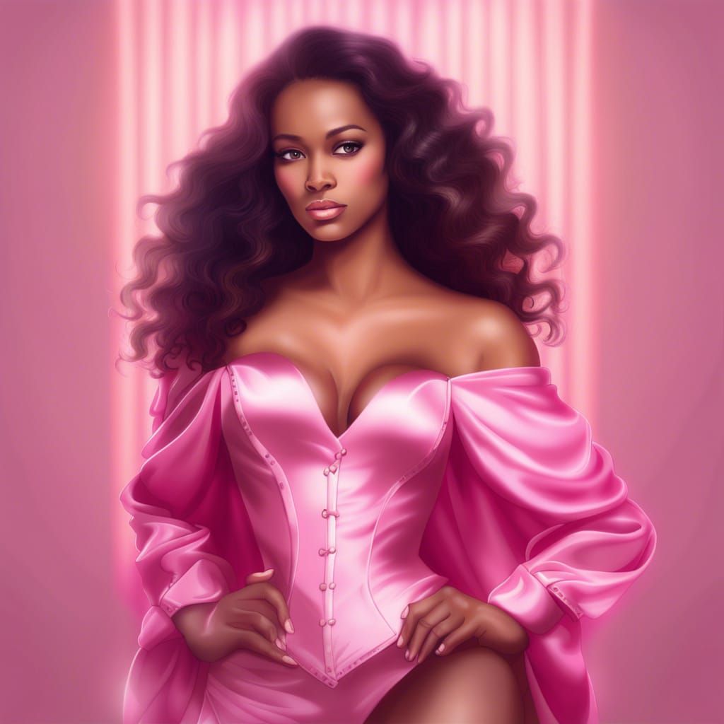 Pink Satin Portrait of Parisian Beauty