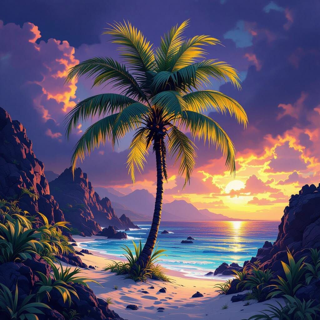 Sunspike Palm in a Dark Fantasy World