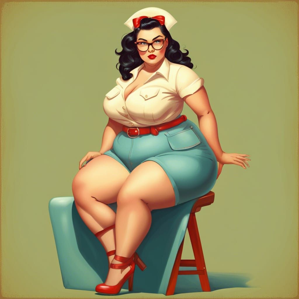 Curvy Pin-Up Girl with Geek-Chic Style