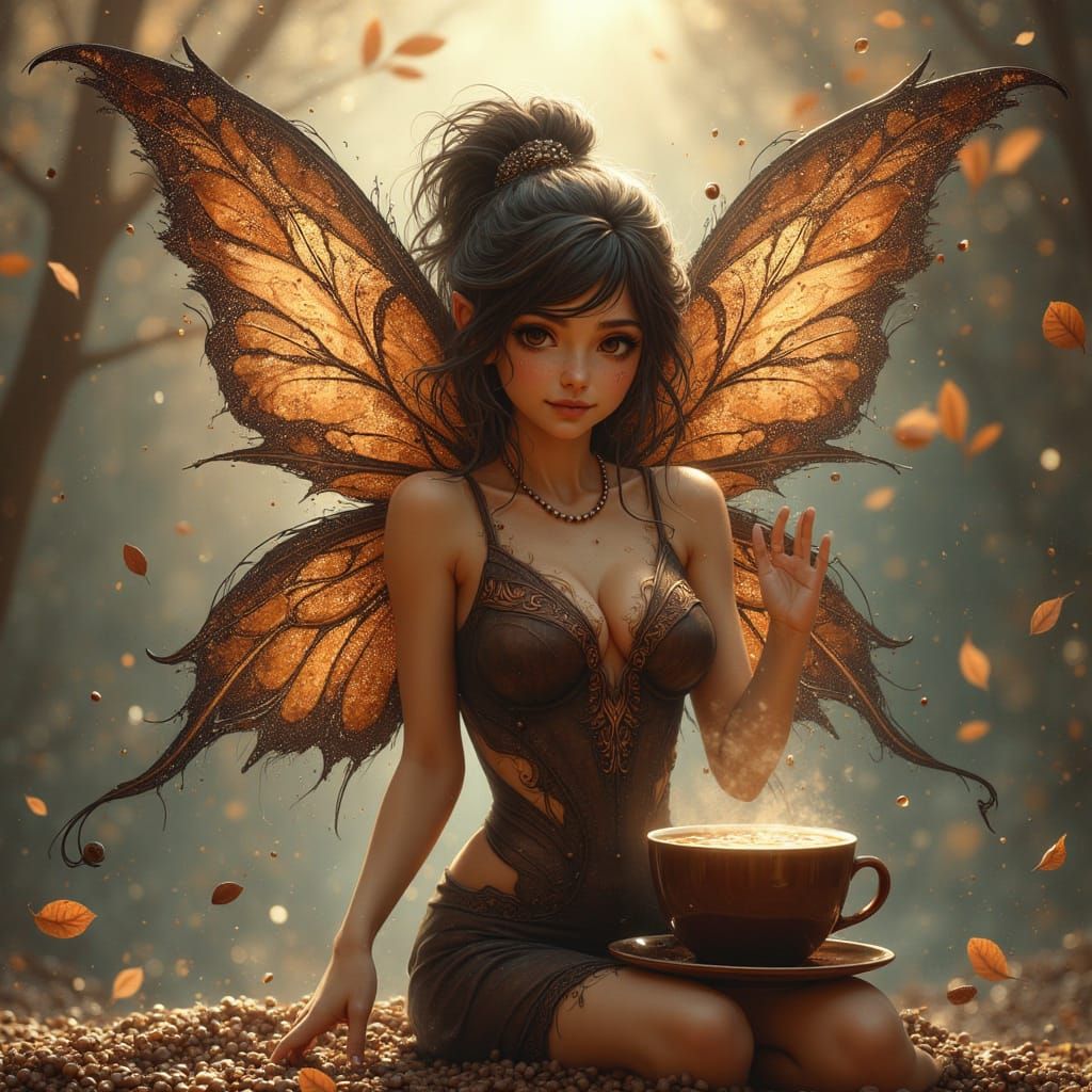 Coffee Cyberpunk Mocha Fairy Woman of Dreams