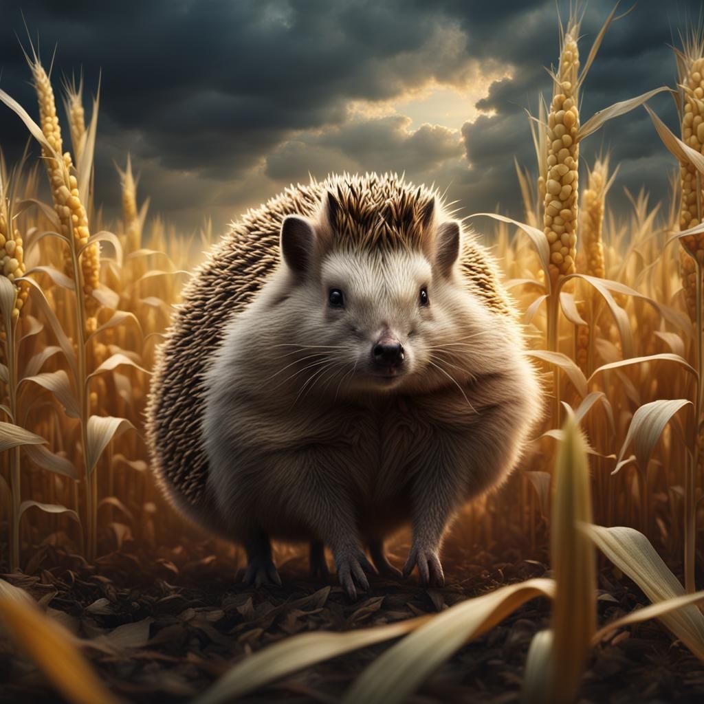 Horrendous Hedgehog-Rabbit Hybrid in Cornfield