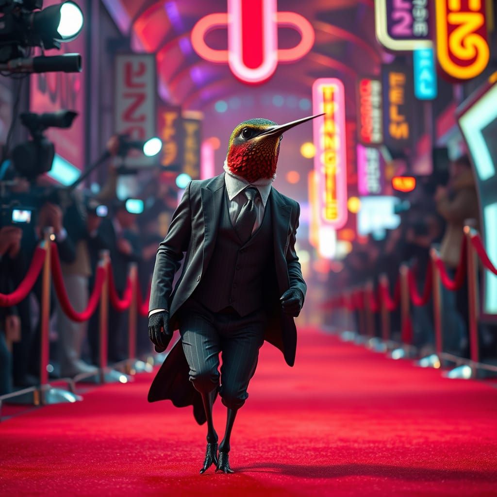 hummingbird  on red carpet