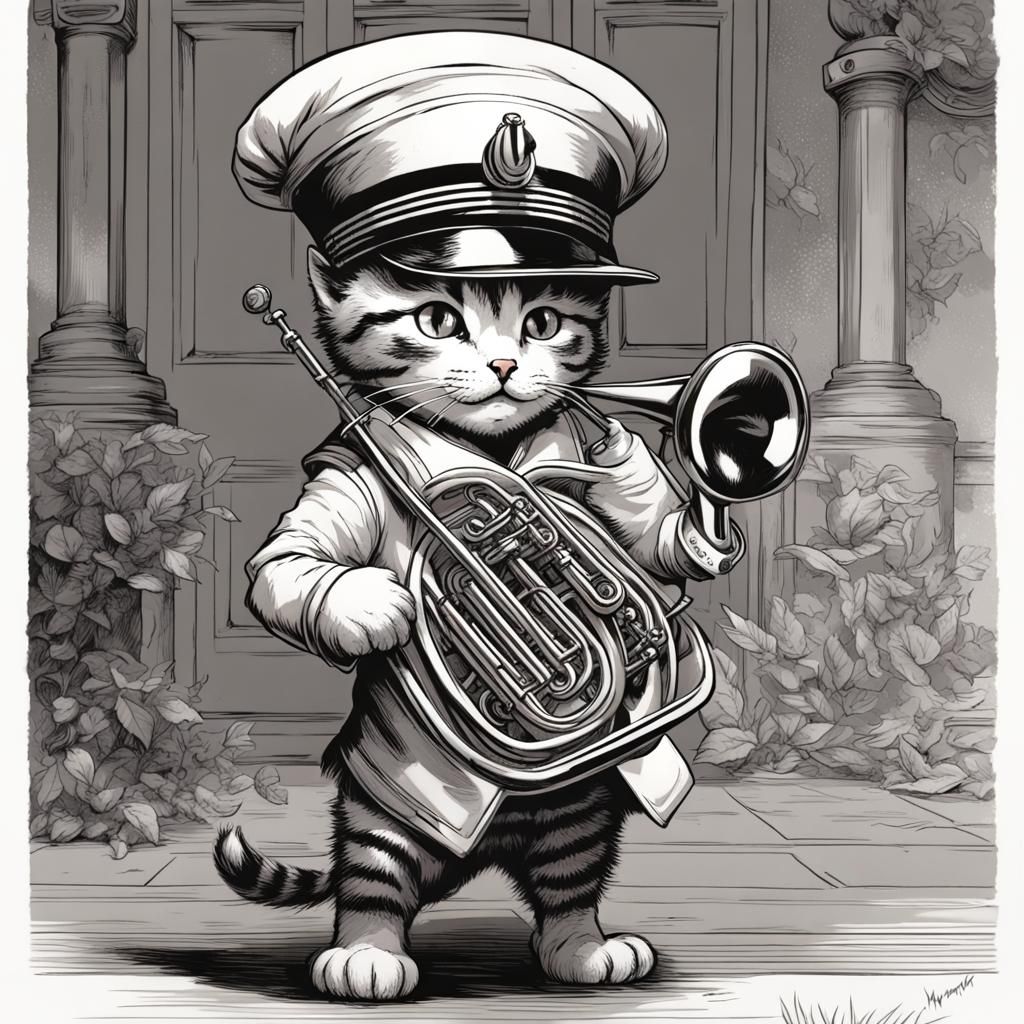 Tabby Kitten in Sailor Suit: Classic Illustration