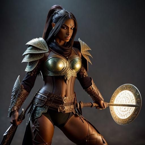 Anthropomorphic Lizard Warrior with Spear and Shield