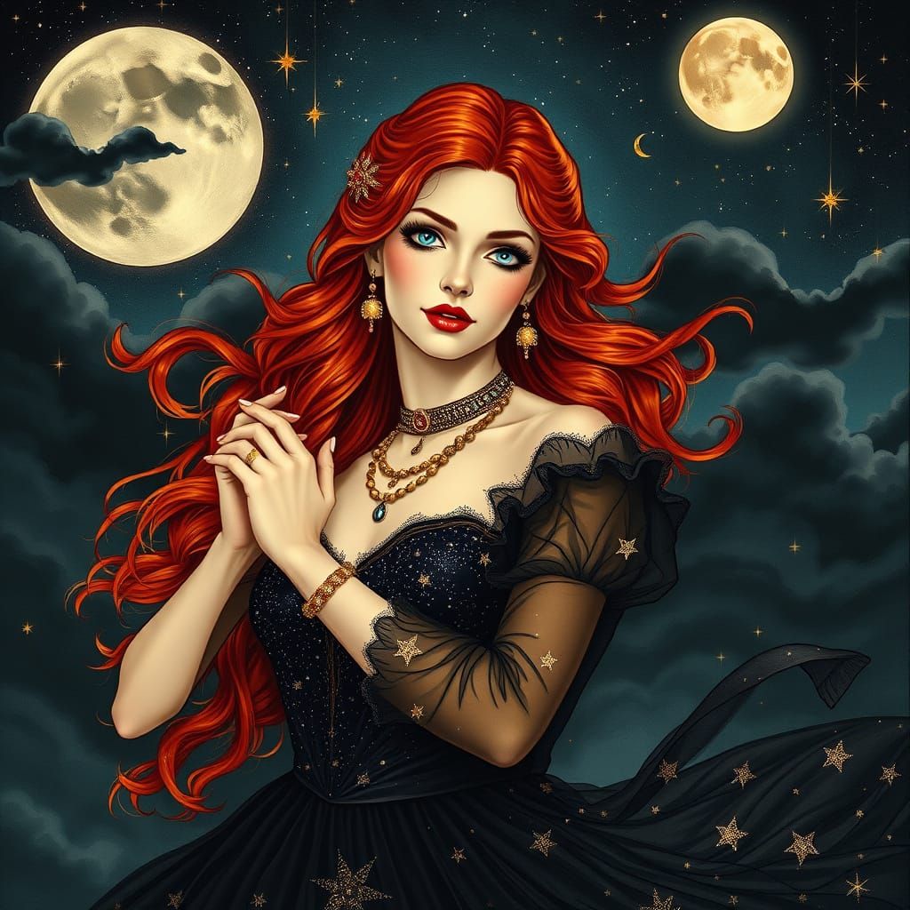 Celestial Dancer in Art Nouveau Style