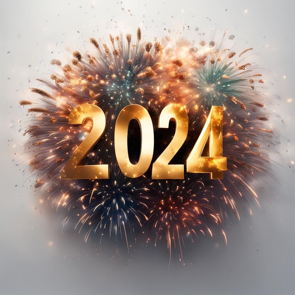 Brilliant Fireworks Light Up 2024 New Year