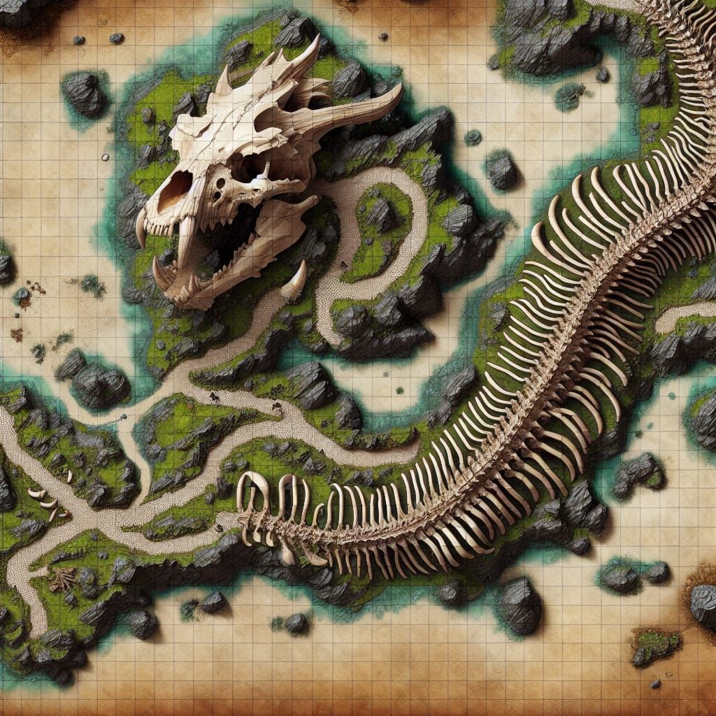 D&D Map: Path Through a Titanic Skeleton