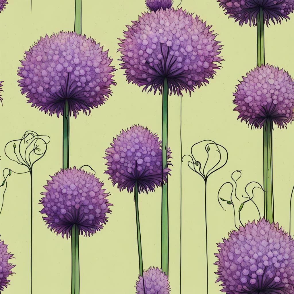 Allium Flowers in Cartoon Style