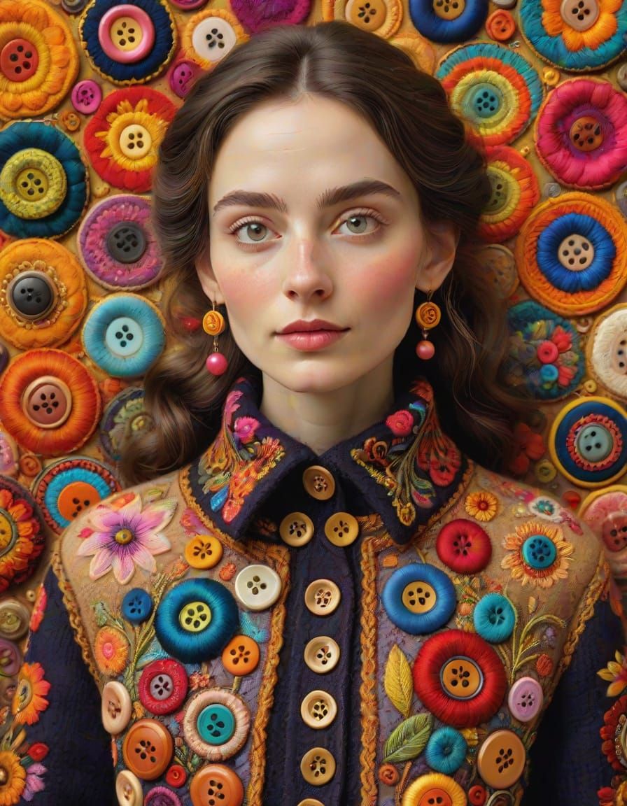 Woman's Whimsical Wool Sweater Coat in Folk Art Style
