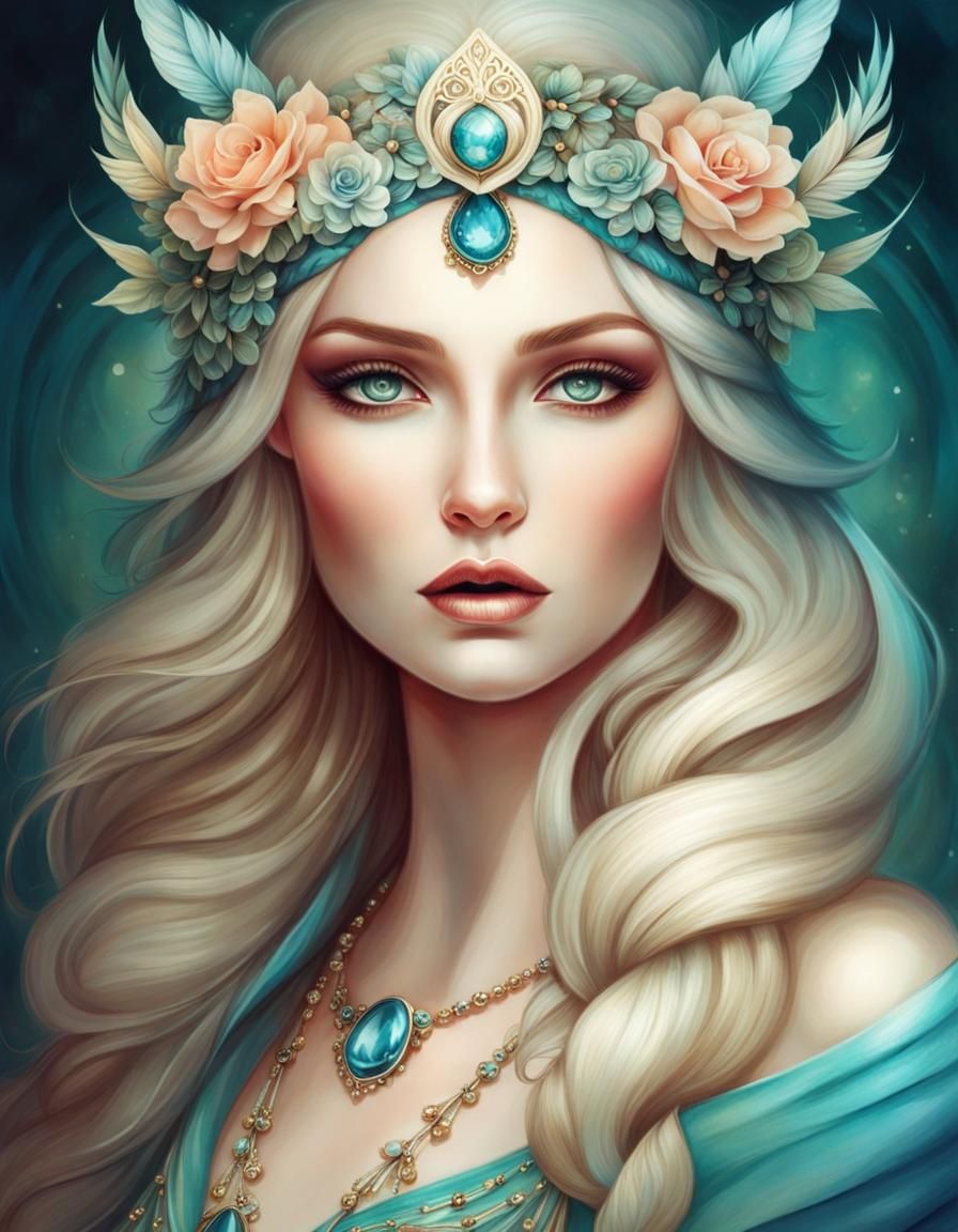 Nordic Goddess Freya Portrait in Artistic Style