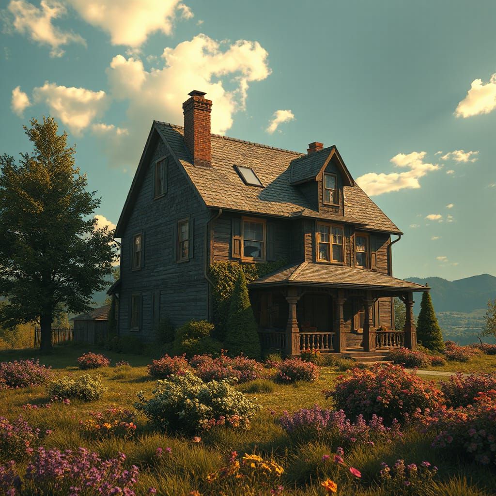 Surreal Homesick House in Detailed Matte Painting