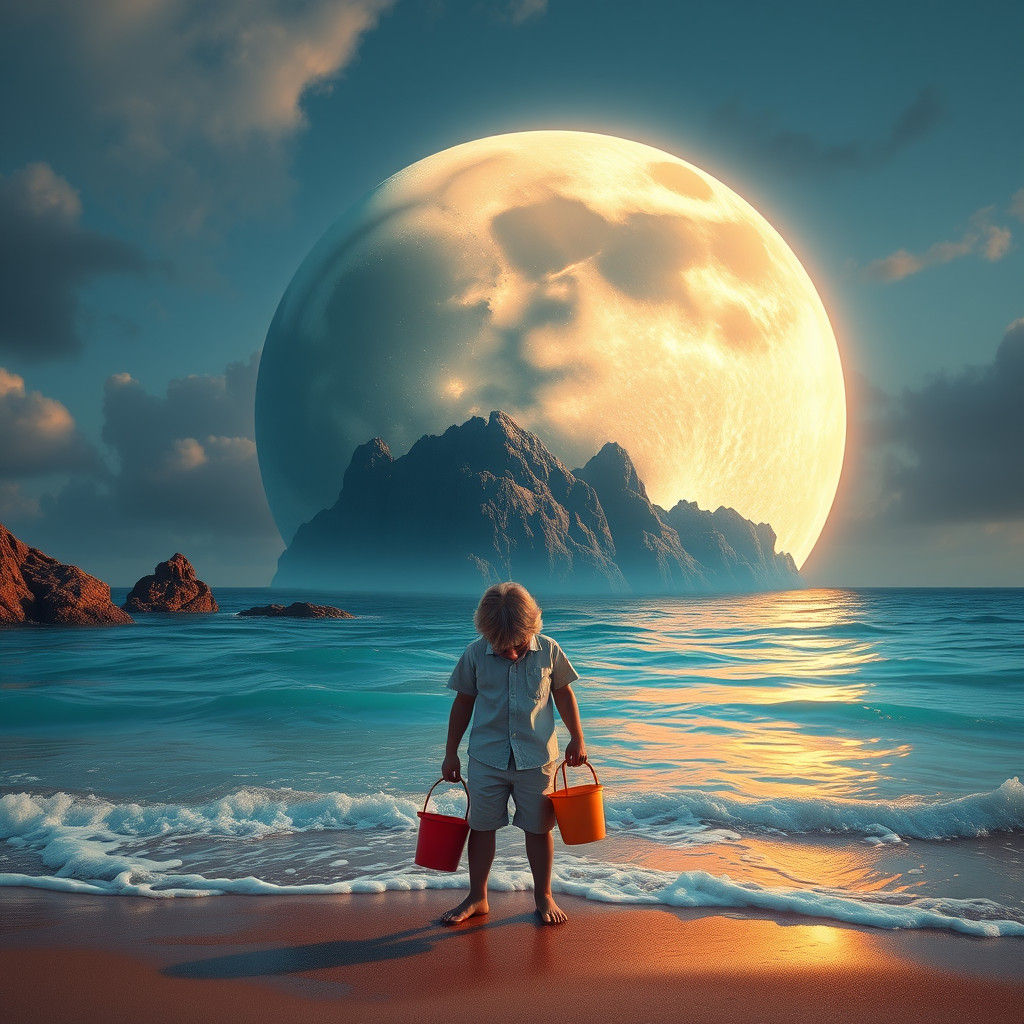 Moon Meets Sea: Dreamlike Matte Painting in 8K