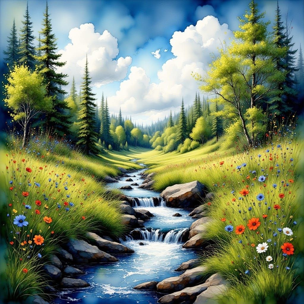 Springtime in a Vibrant Forest Landscape