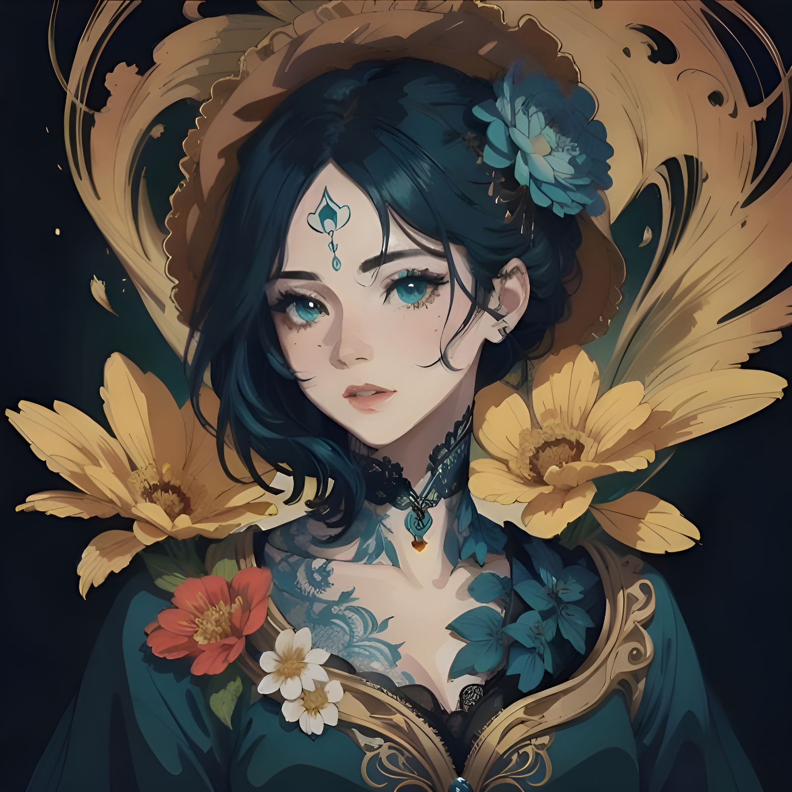 Abstract Beauty Emerging from Scars and Art