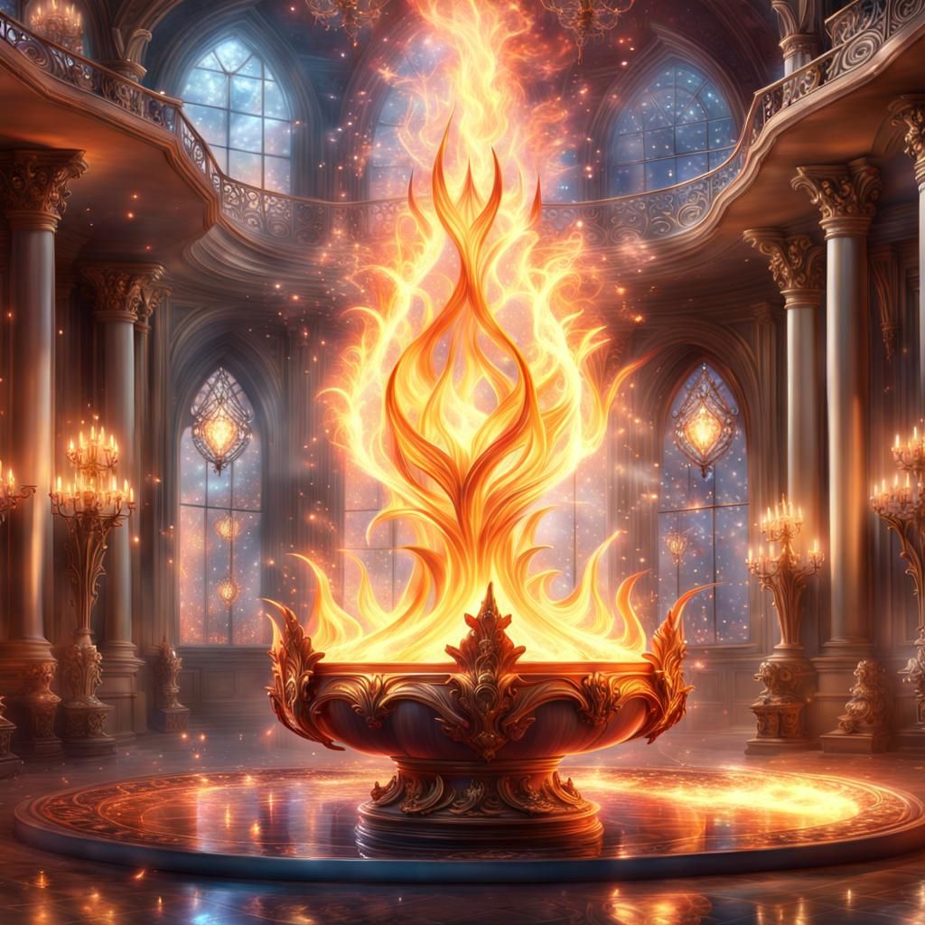 Luminous Flame in Art Nouveau Fantasy Style