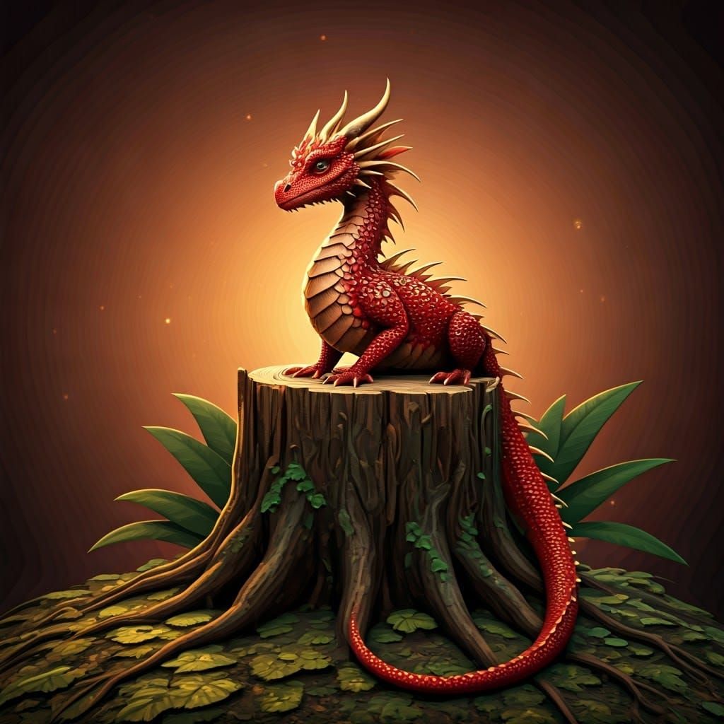 Ethereal Strawberry Dragon Confronts Ancient Wisdom