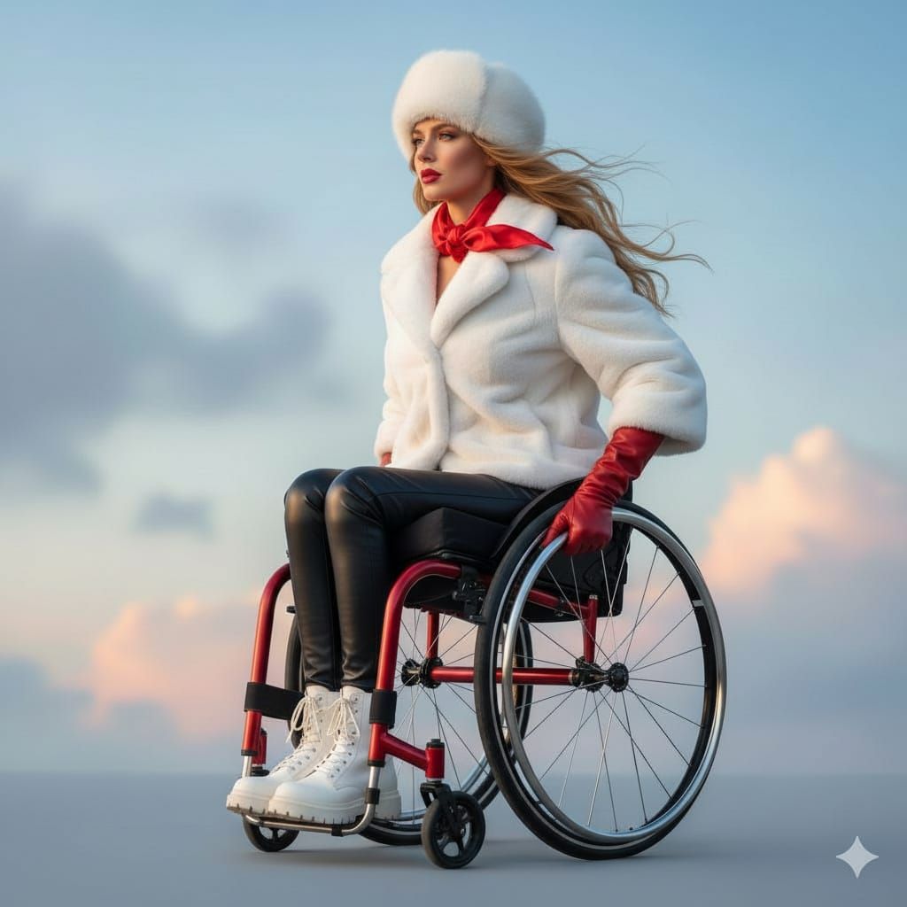 Paraplegic Woman in Red Wheelchair Exudes Strength