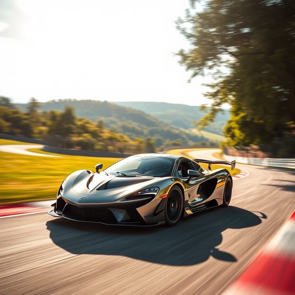 Hypercar on Racetrack with Bokeh, Professional Photography