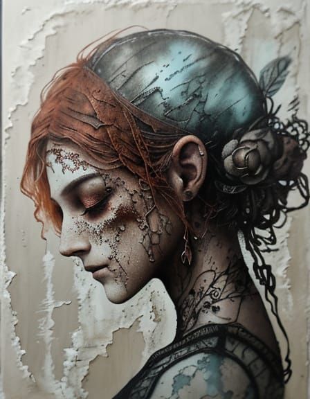 Ethereal Ballerina in Rust and Charcoal Hues