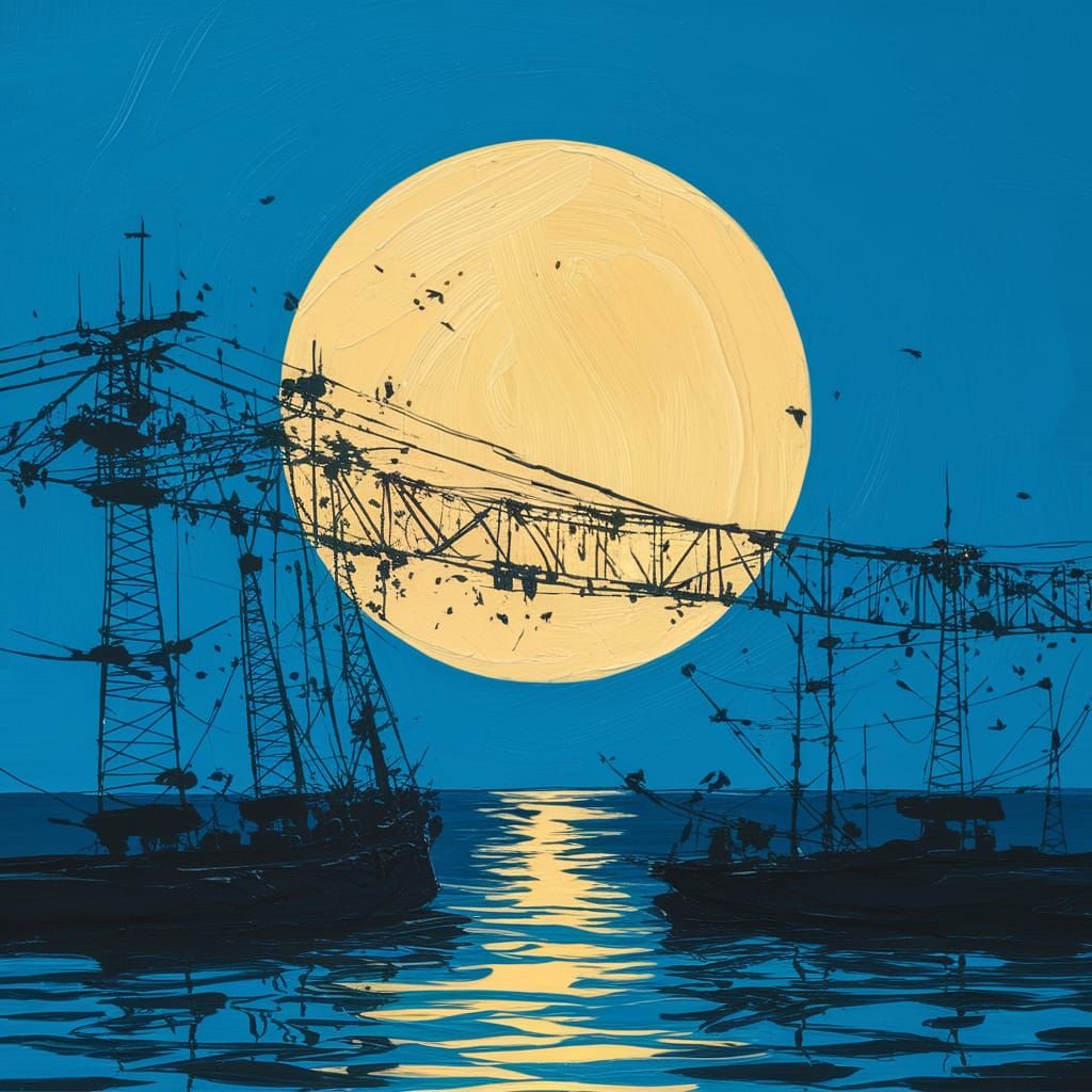 Apocalyptic Remembrance in Light Blue Oil Painting