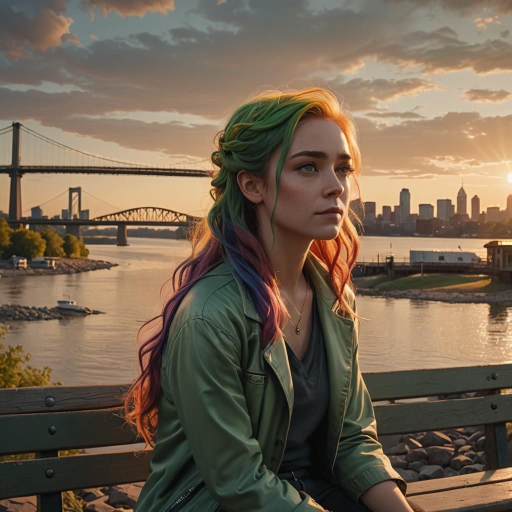 Sunset by Mississippi River: Matte Painting