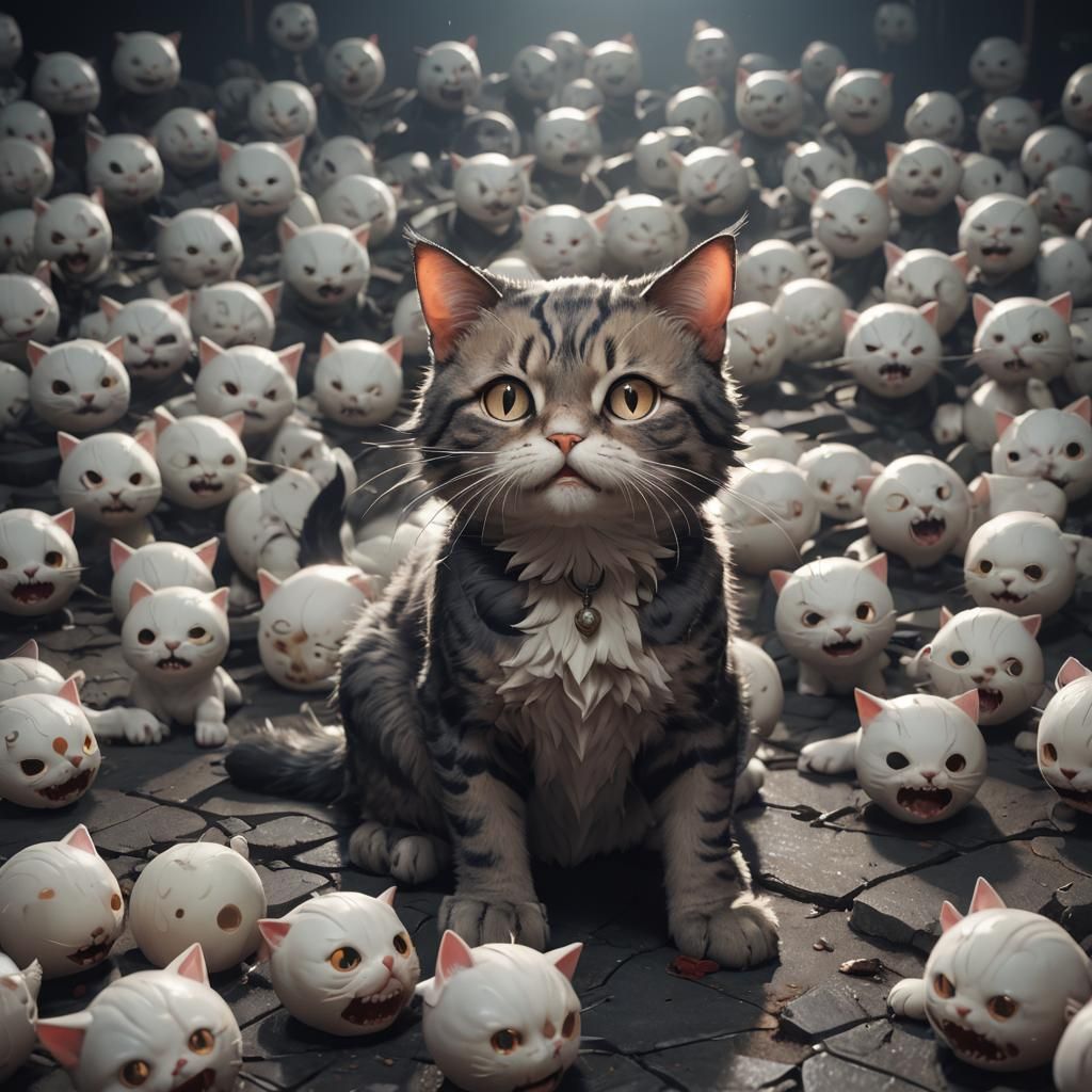 Scary Cat in 3D Anime Style