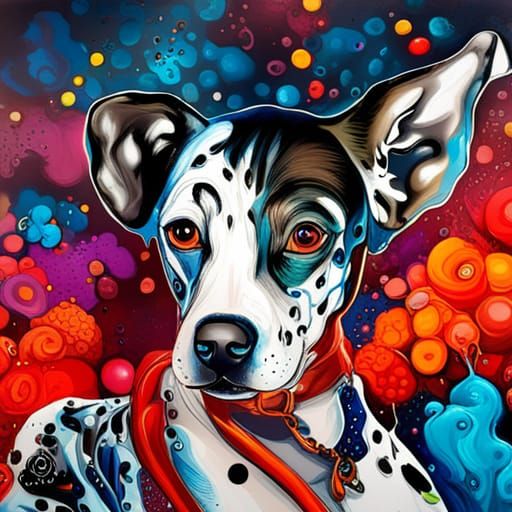 Colorful Dalmatian Puppy in Graffiti Style
