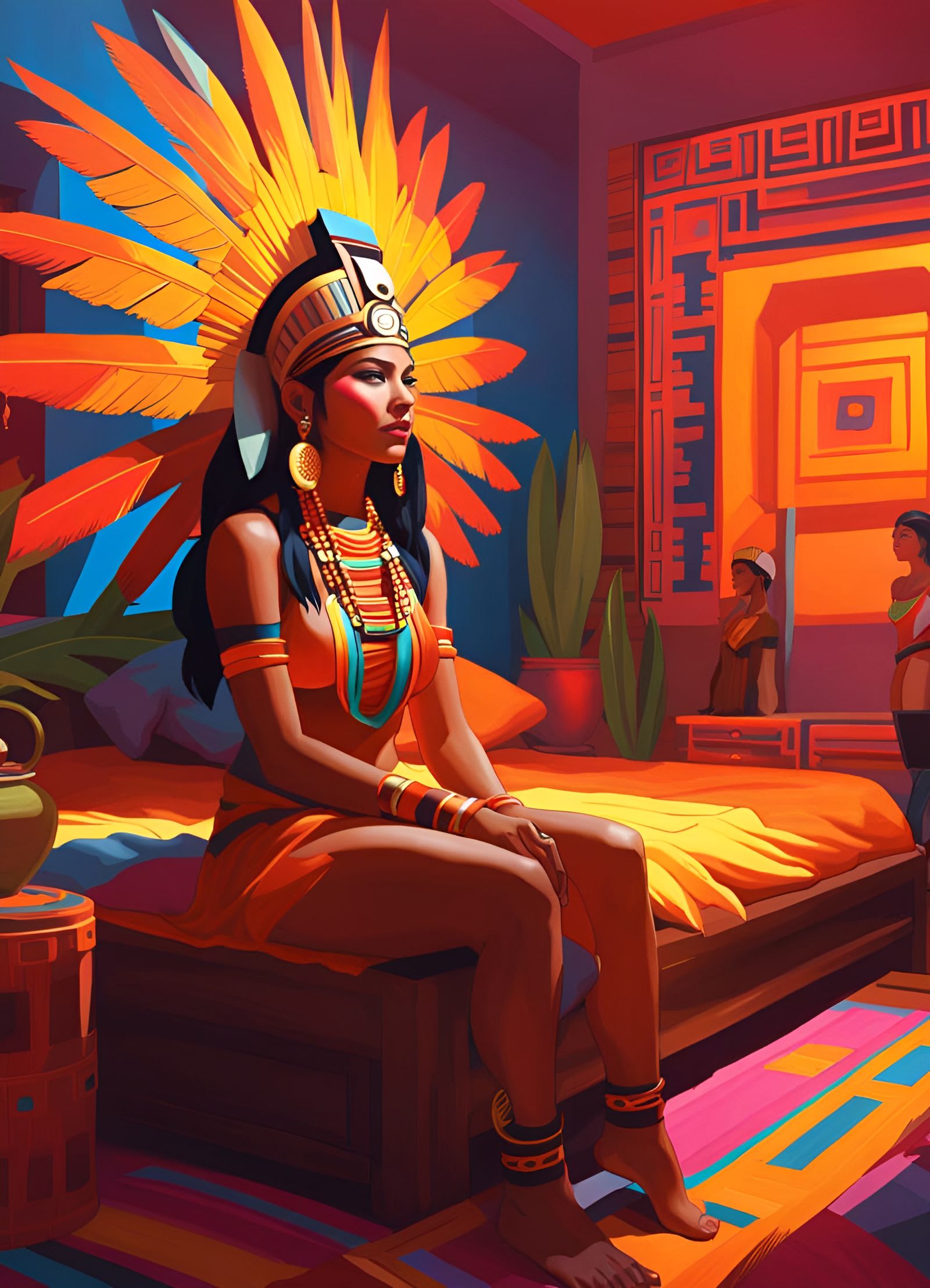 Aztec Enchantress in Fauvist Expressionist Portrait