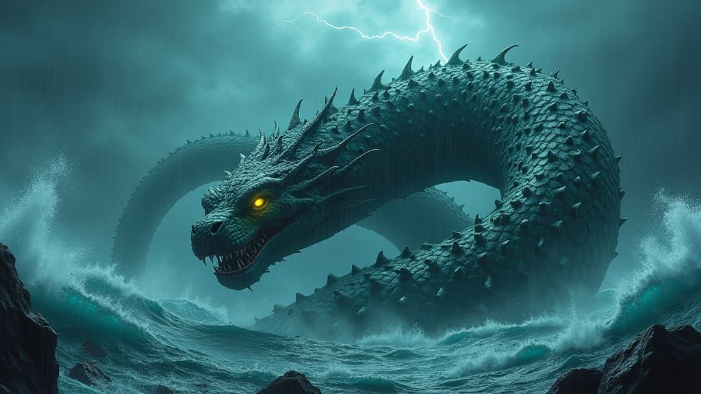 Jörmungandr: Serpent Coils Around Earth in Hyperdetailed Hor...