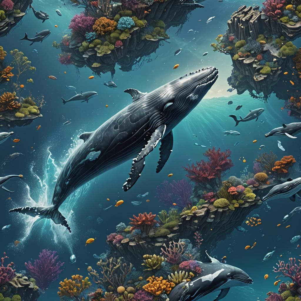 Magnificent Whale in Deep Blue Sea