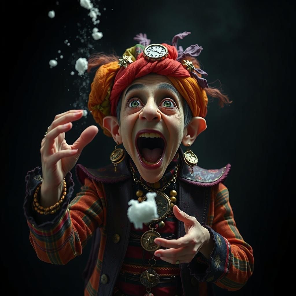 Throwing Salt for Luck, Mystical Hyper-Realistic Rendering