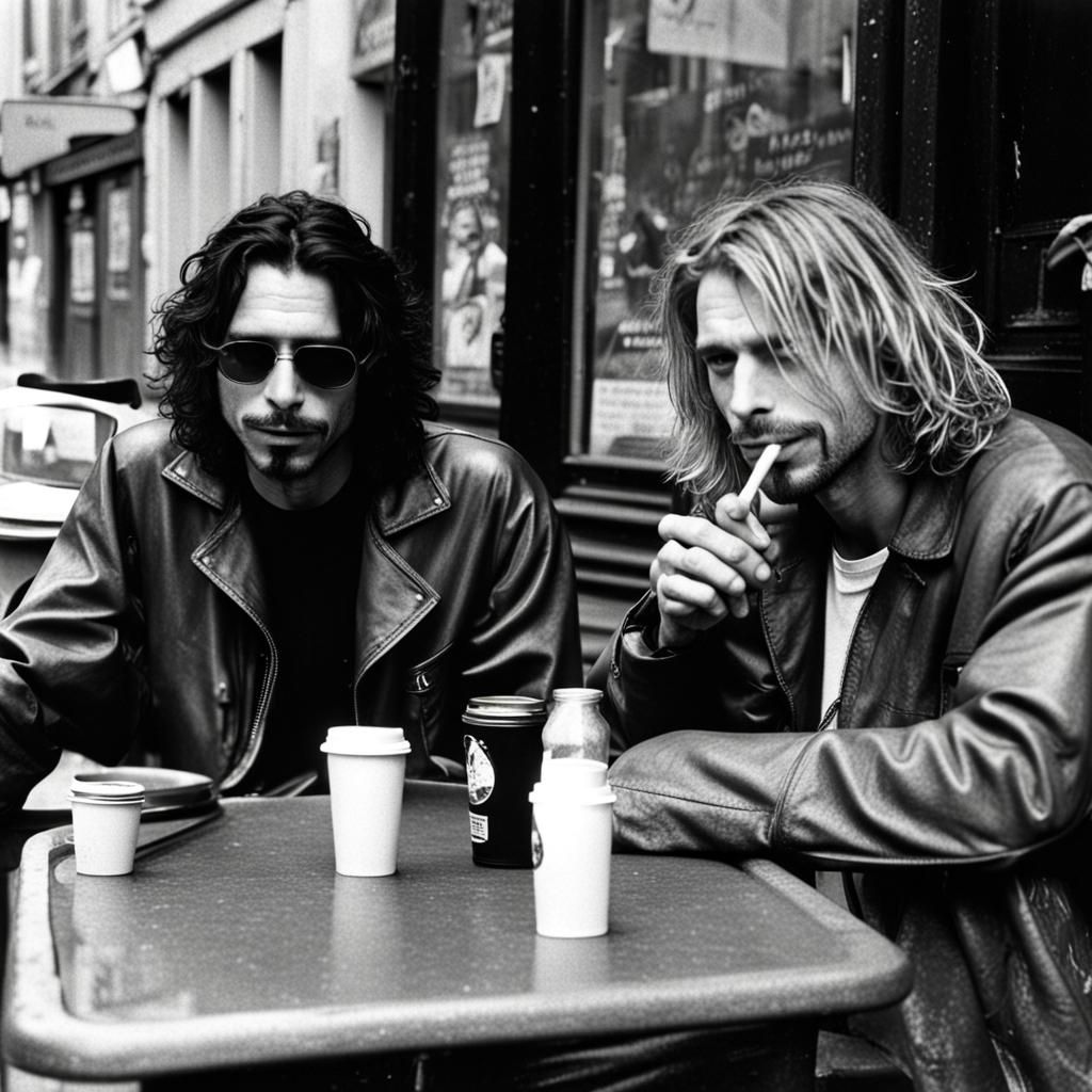 Musicians in Paris Cafe: Cornell and Cobain Inspired