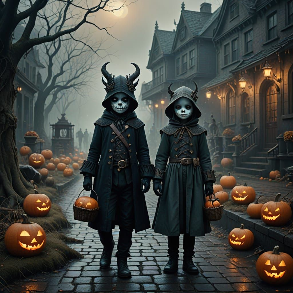 Cute & Scary Monsters Trick-or-Treating in Ethereal Mist
