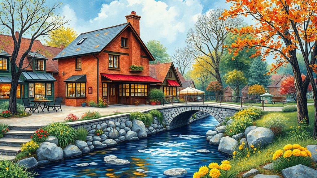 Vibrant Guesthouse Landscape in Van Gogh Style