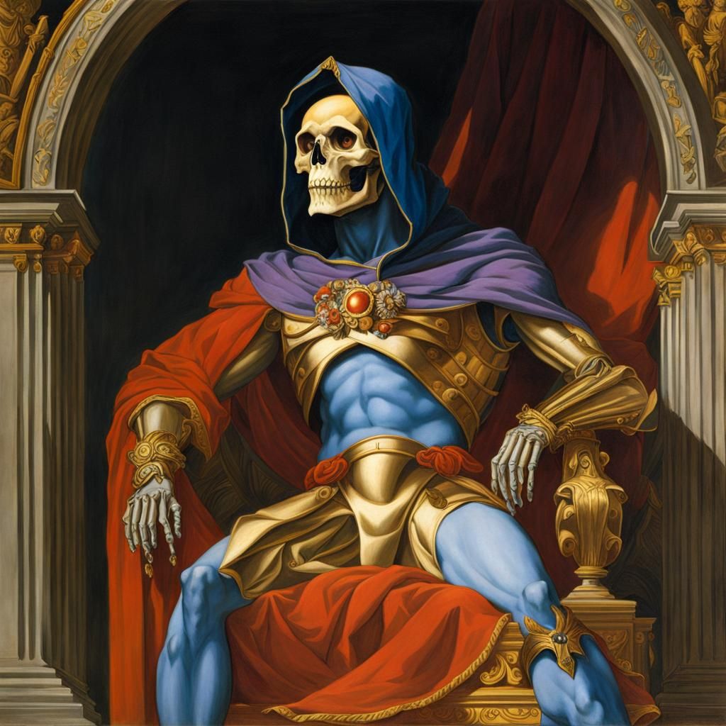 Skeletor illustration by Jean-Auguste-Dominique Ingres, Masters of the universe, MOTU