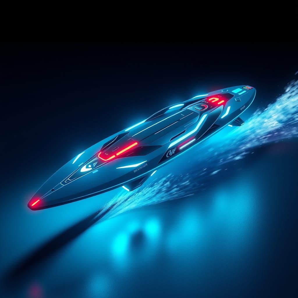 Electric Surfboard in Futuristic Anime Style