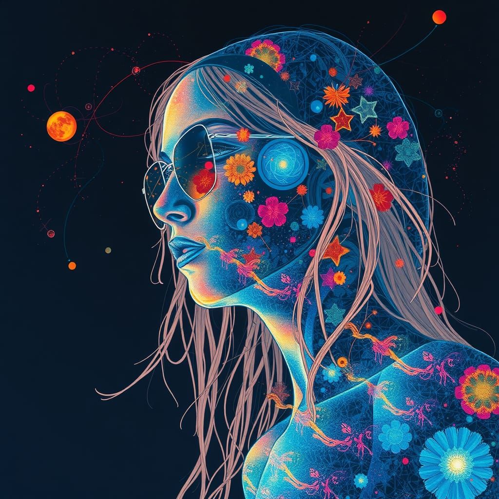 Alcohol Ink X-Ray Art: Woman on Stairs