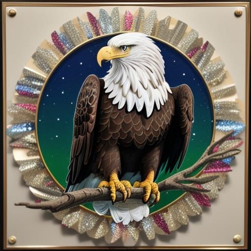 Make the image a badge. An eagle covered all in sequins. mix...