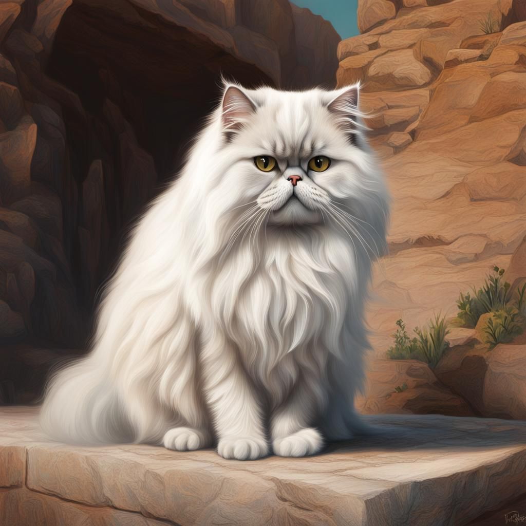 Detailed Matte Painting of a Persian Cat