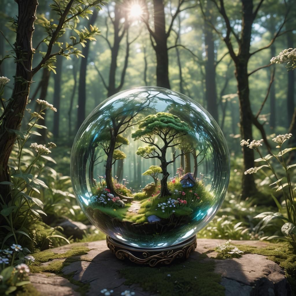 Miniature World Inside Glass Sphere: Concept Art